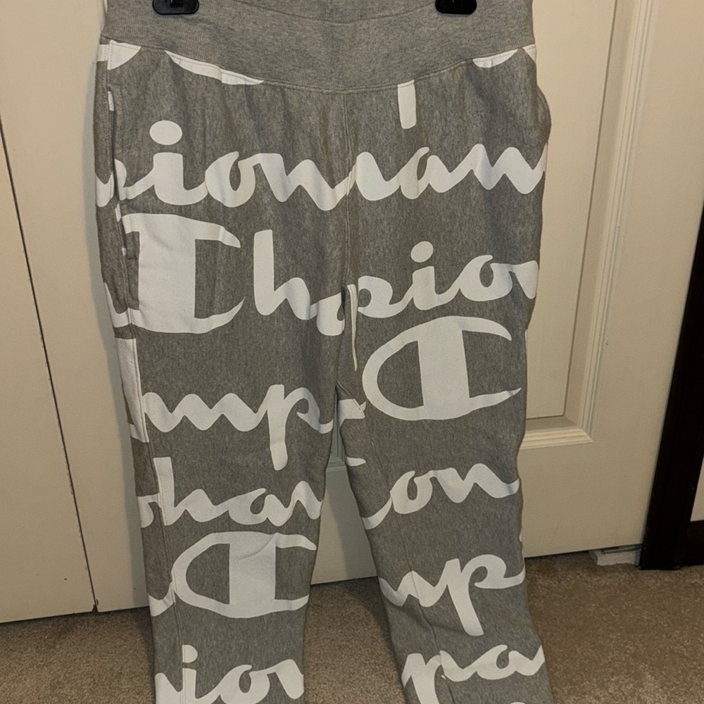 Champion sweatpants gray with white print size M